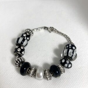 New Pandora style bracelet black white
